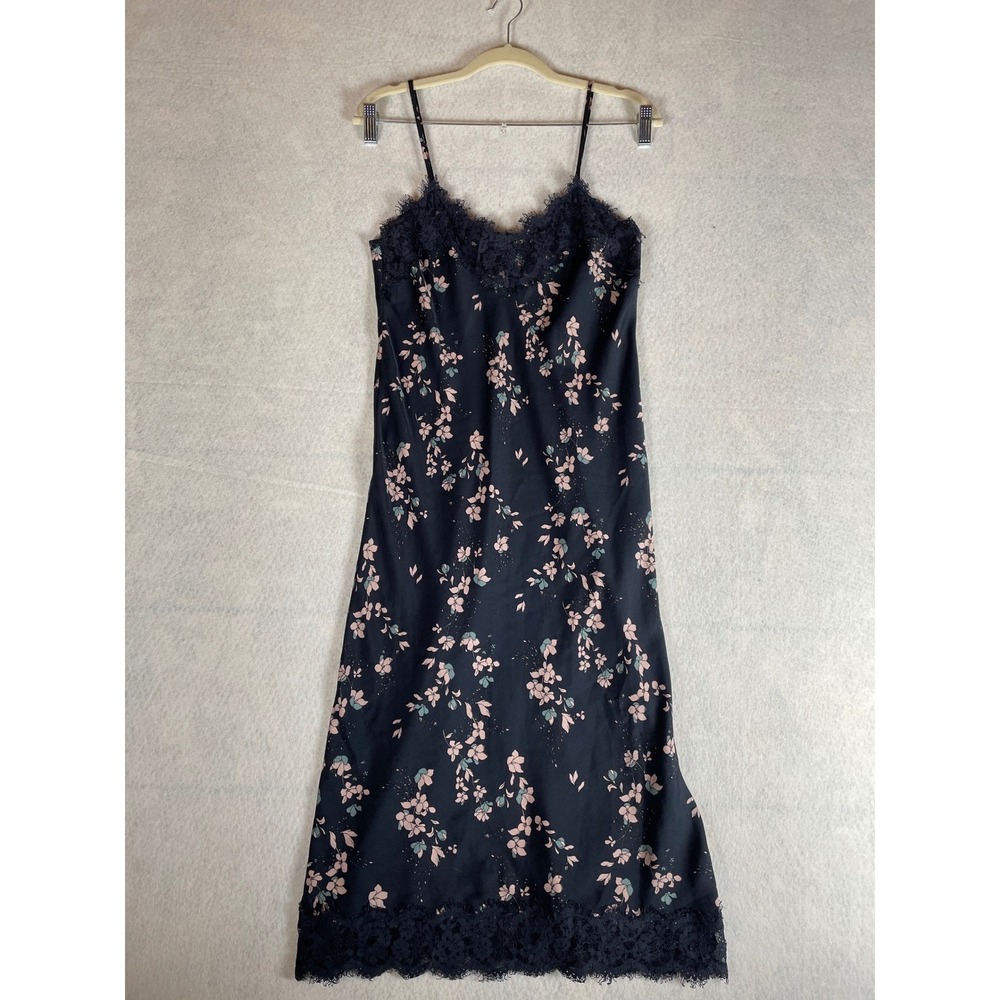 Rosemunde Copenhagen Floral Lace Slip Dress Midi Navy‎ Size 2
